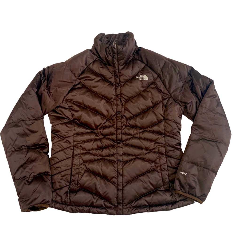 North Face Chocolate Brown 550 Down Quilted Coat L Large Puffer Jacket HTF